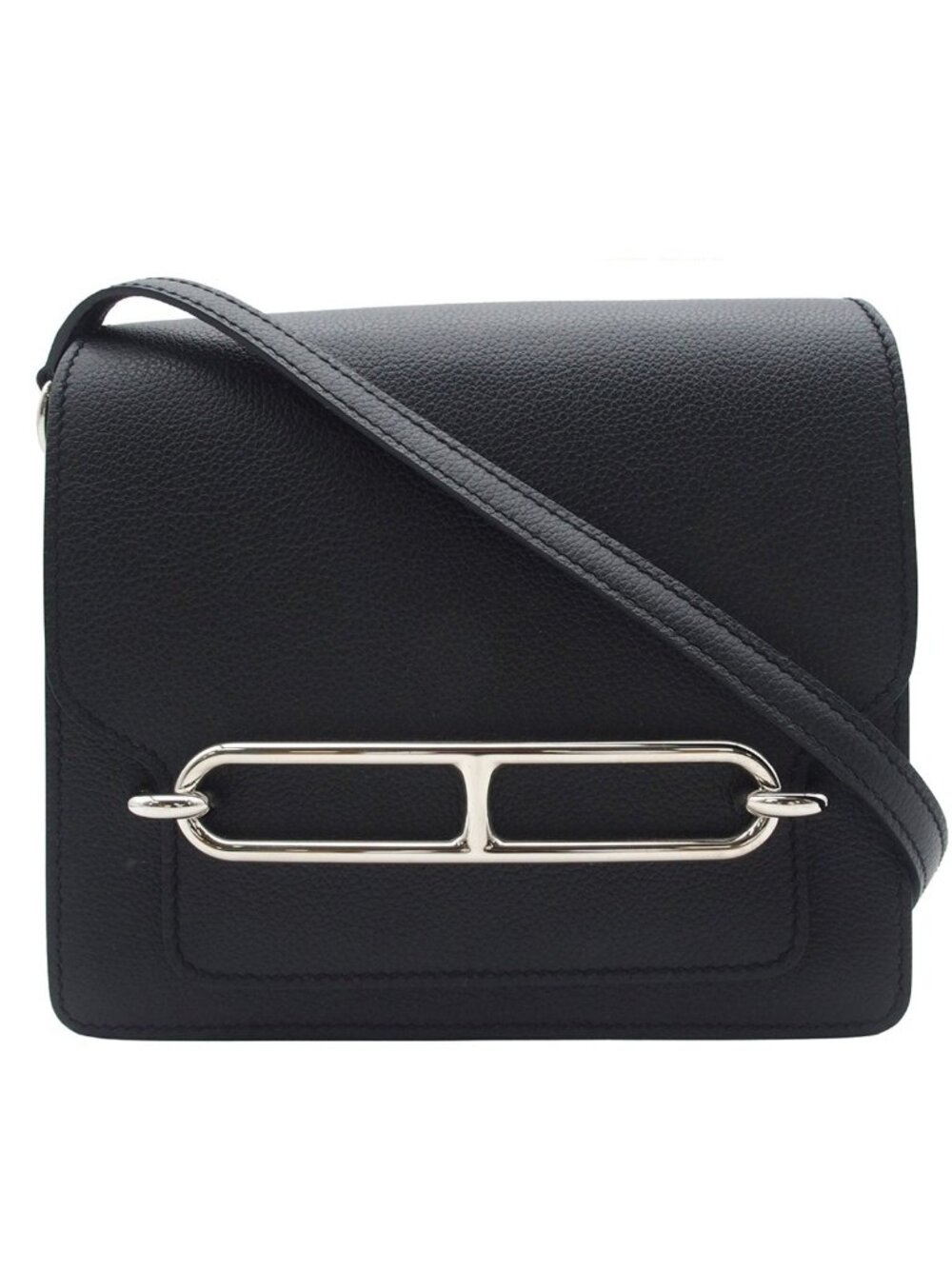 Hermes Sac Roulis Mini Black Silver Evercolor Shoulder Bag